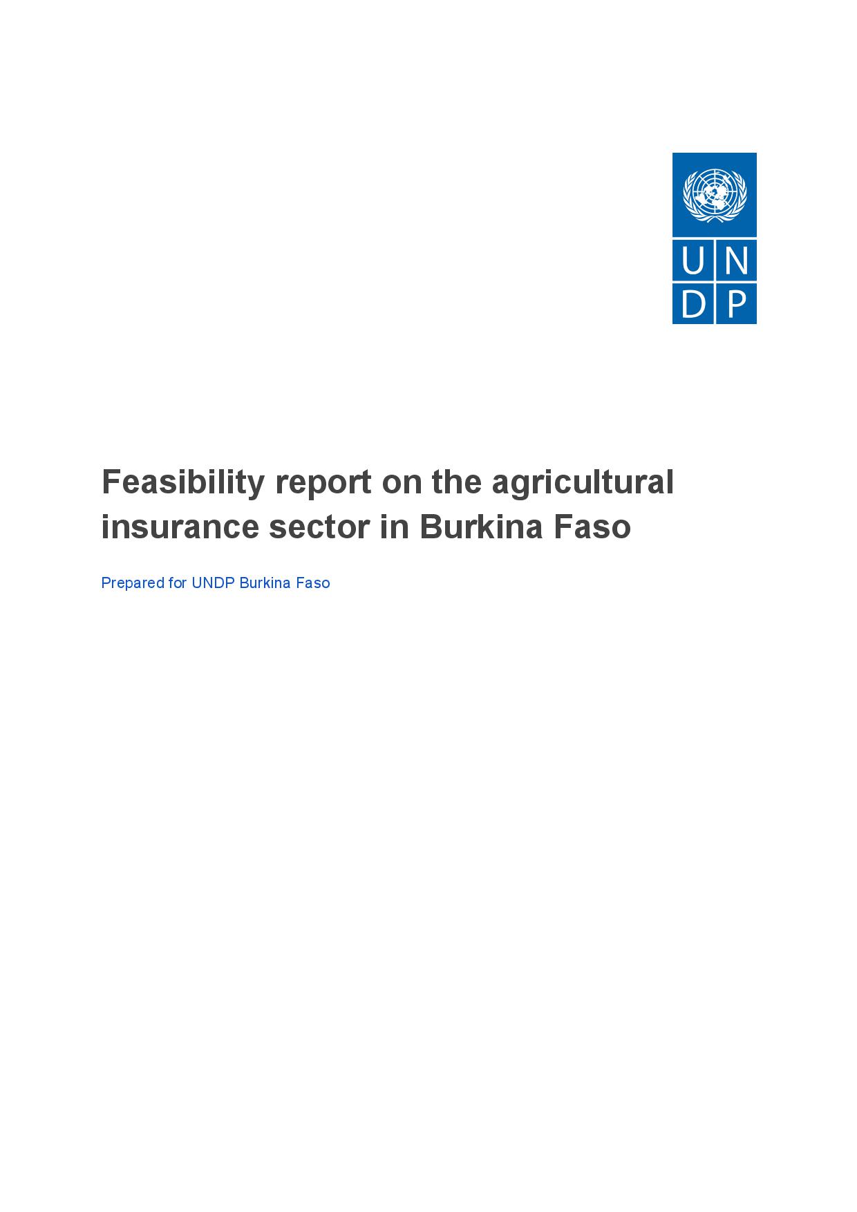 Cover - Feasibility report on the agricultural insurance sector in Burkina Faso 