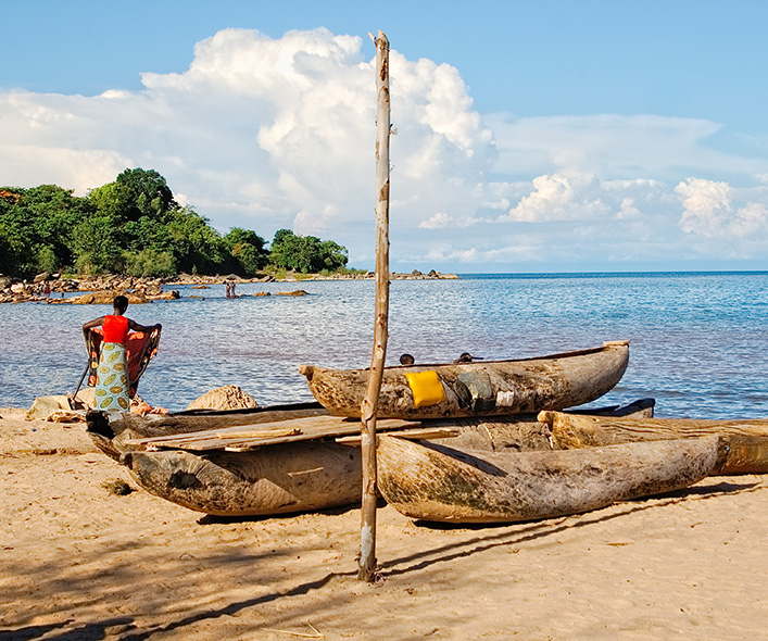 Boats on Lake Malawi