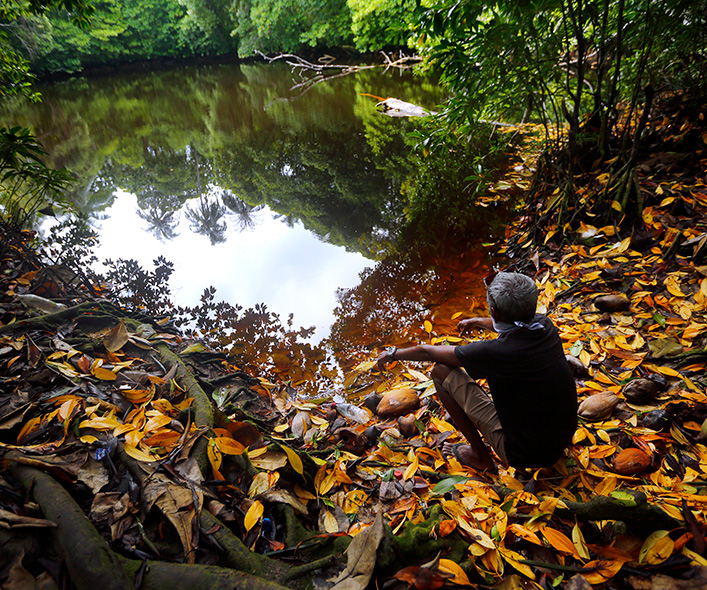 Man by pond 