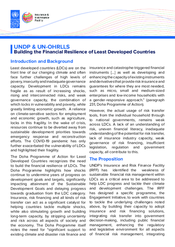 Picture of UNDP and UN-OHRLLS building the financial resilience of least developed countries